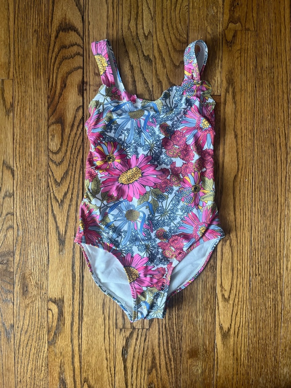 Girls Floral One-Piece Swimsuit in Pink & White
